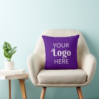 Custom Company Logo Business Promotional Purple Throw Pillow