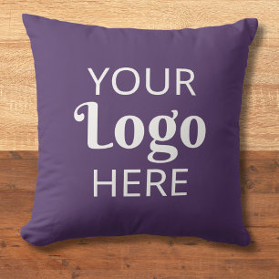 Custom Company Logo Business Promotional Purple Throw Pillow