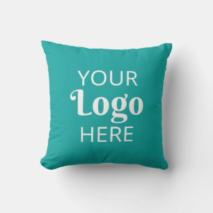 Custom Company Logo Business Promotional Teal Throw Pillow