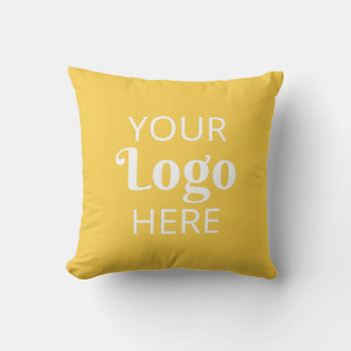 Custom Company Logo Business Promotional Yellow Throw Pillow