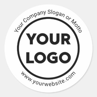 Custom Company Logo, Business Website and Slogan Classic Round Sticker
