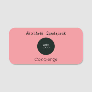 Custom Company Logo Chic Pink Magnetic Name Tag