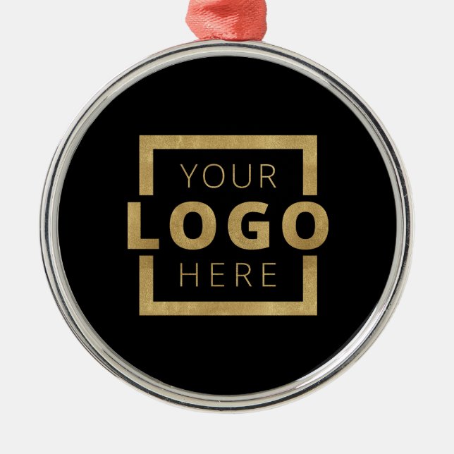 Custom Company Logo Christmas Elegant Party Metal Ornament (Front)