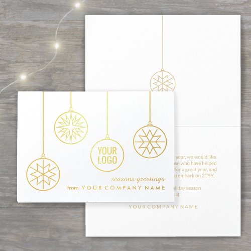 Custom Company Logo Christmas Ornaments Gold Real Foil Card