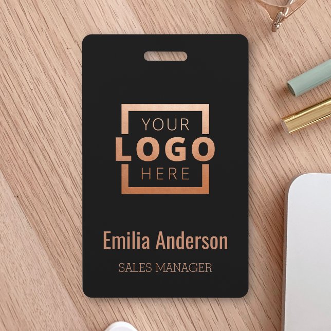 Custom Company Logo Copper Barcode Office Employee Badge (Creator Uploaded)