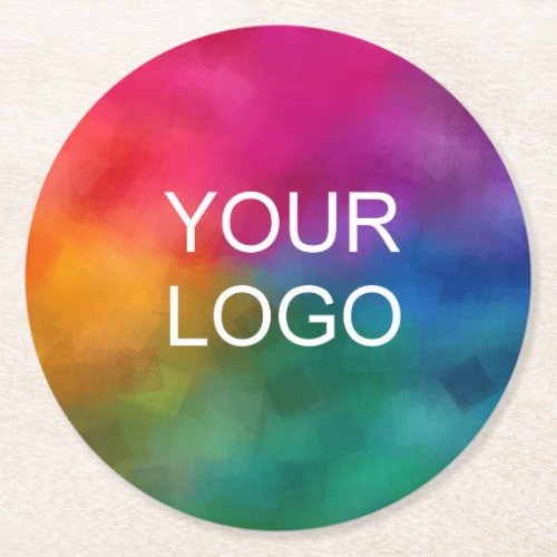 Custom Company Logo Corporate Business Template Round Paper Coaster