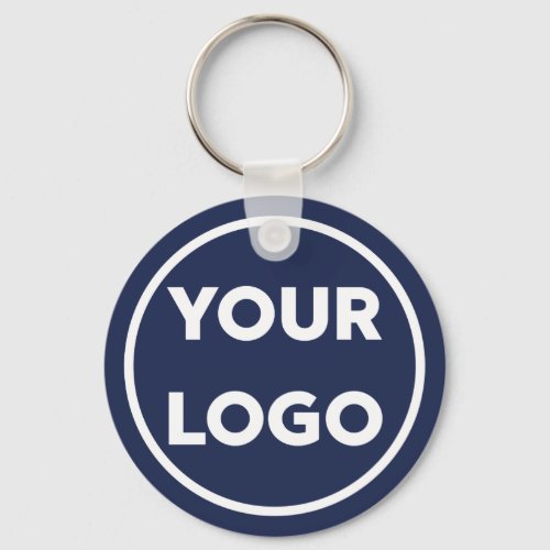 Custom Company Logo Corporate Swag Navy Blue Keychain