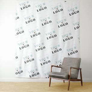 Custom Company Logo Diagonal Repeat White Backdrop