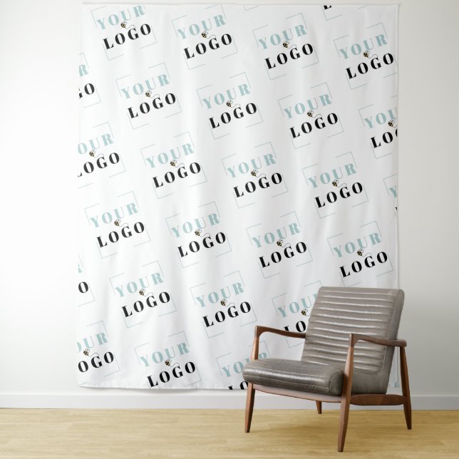 Custom Company Logo Diagonal Repeat White Backdrop (In Situ)