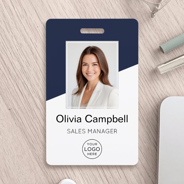 Custom Company Logo Employee Photo Blue Badge (Creator Uploaded)