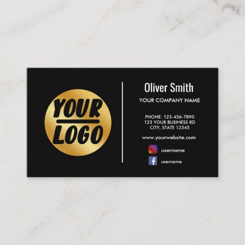 custom company logo gold Black Retro or any color Business Card