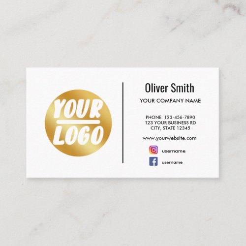 custom company logo gold white Retro or any color Business Card