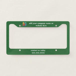 Custom Company Logo Green Business Marketing License Plate Frame