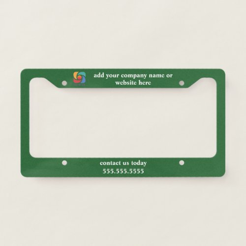 Custom Company Logo Green Business Marketing License Plate Frame