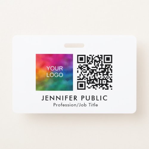 Custom Company Logo Here QR Code Template Badge