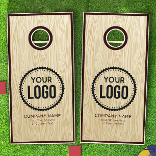 Custom Company Logo in Rustic Wooden Promotional Cornhole Set
