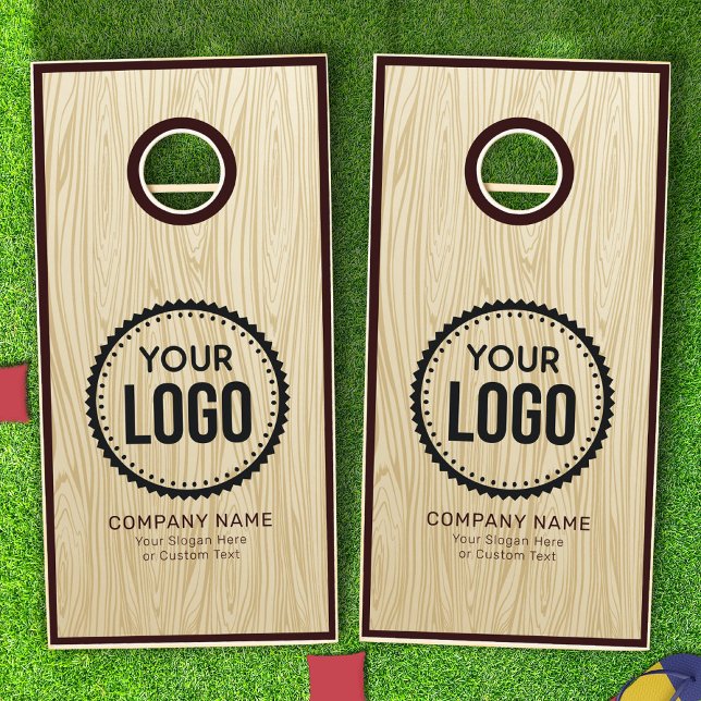 Custom Company Logo in Rustic Wooden Promotional Cornhole Set (Creator Uploaded)