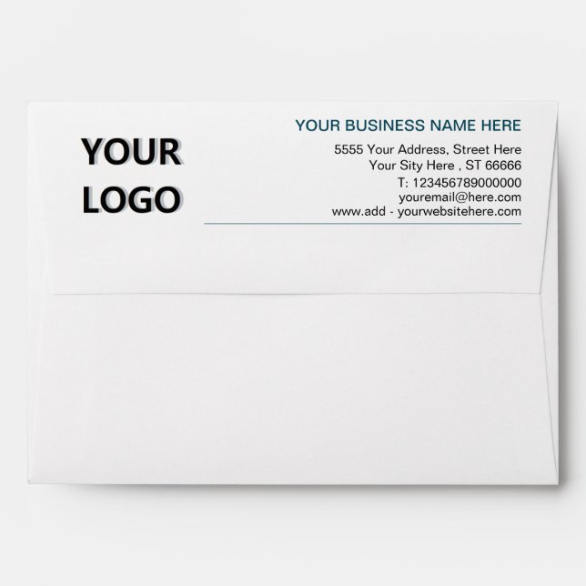 Custom Company Logo Info Address Business Envelope (Back (Top Flap))