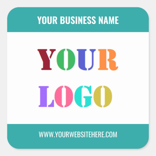 Custom Company Logo Info Branded Stickers Example (Front)
