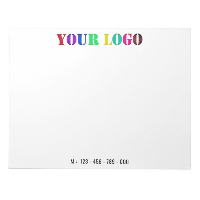 Custom Company Logo Info Business Notepad Template (Front)