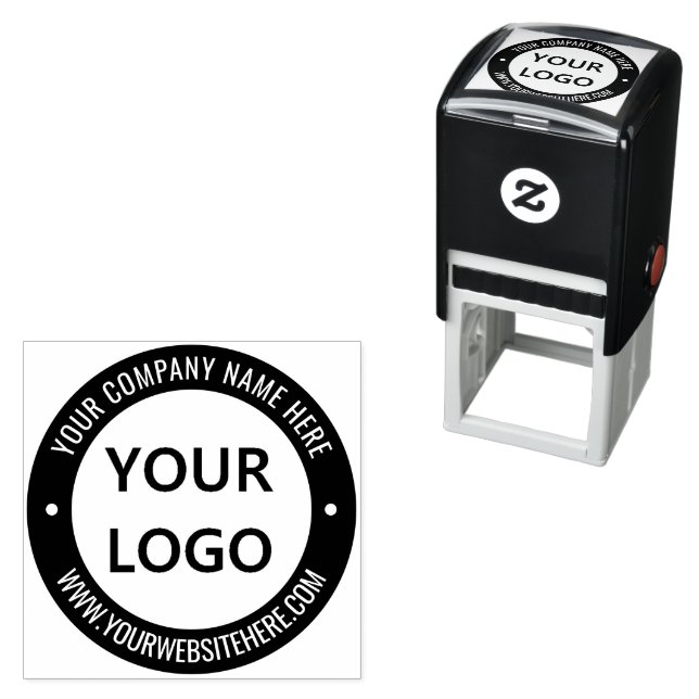 Custom Company Logo Info Color Round Stamp Example (In Situ)
