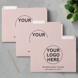 Custom Company Logo l Promotional Blush Pink Brand File Folder