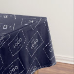 Custom Company Logo Modern Business Promotion Tablecloth<br><div class="desc">Your custom rectangular corporate logo on a white tablecloth in a repeat pattern on a navy backdrop, great for small business promotional networking events, expos or educational school experiences, science fairs, office parties, or street fairs! Feel free to change the background color in the design tool at the bottom of...</div>