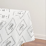 Custom Company Logo Modern Business Promotion Tablecloth<br><div class="desc">Your custom rectangular corporate logo on a white tablecloth in a repeat pattern on a navy backdrop, great for small business promotional networking events, expos or educational school experiences, science fairs, office parties, or street fairs! Feel free to change the background color in the design tool at the bottom of...</div>
