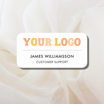 Custom Company Logo Modern Employee Staff Magnetic Name Tag by thesmallbusinessshop at Zazzle