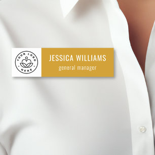 Custom Company Logo Mustard Yellow Employee Name Tag