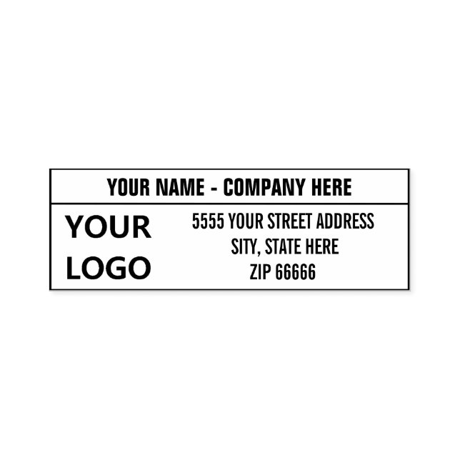 Custom Company Logo Name Address Self-inking Stamp (Design)