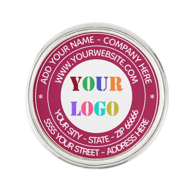 Custom Company Logo Name Address Website Lapel Pin (Front)