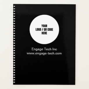 Custom Company Logo Name Black Modern Minimalist Planner