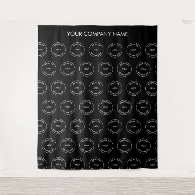 Custom Company Logo Name Black Photo Backdrop (Front)