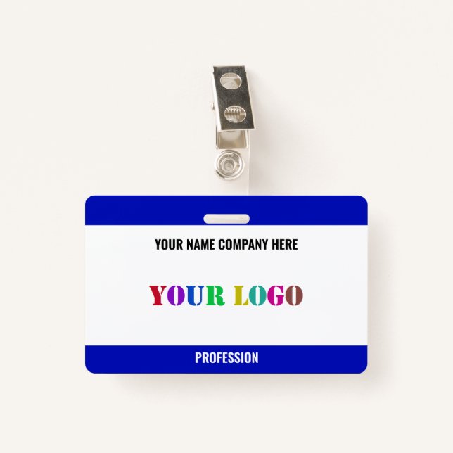 Custom Company Logo Name Business Badge Template (Front with Clip)