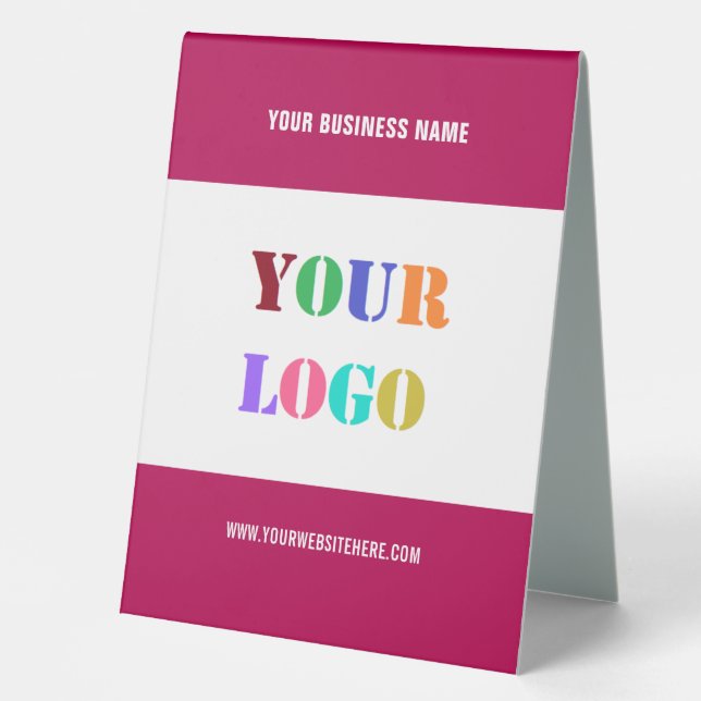 Custom Company Logo Name Business Table Tent Sign (Front)