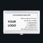 Custom Company Logo Name Info Business Card Case<br><div class="desc">Custom Colors and Fonts - Personalized Design Your Own Business Card Cases with Custom Company Logo Name Address Contact Information Professional Design Promotional Business Card Case / Gift - Add Your Logo / Image - Photo or QR Code / Name - Company / Address / Phone / Fax / E-mail...</div>