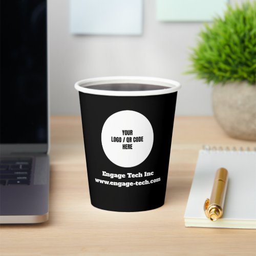 Custom Company Logo  Name  Stylish Black Modern Paper Cups