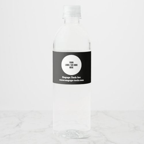 Custom Company Logo  Name  Stylish Black Modern Water Bottle Label