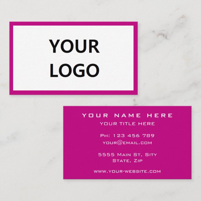 Custom Company Logo Name Text Info Business Card (Front/Back)