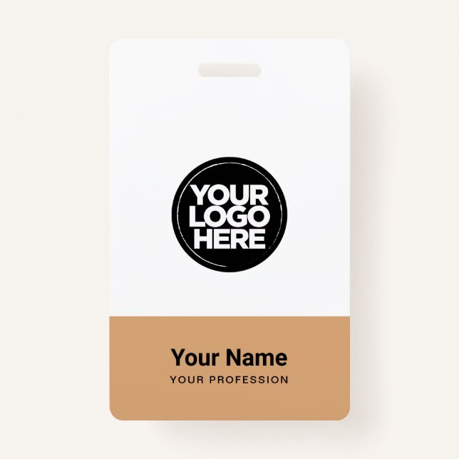 Custom Company Logo Name Title Bar Code Badge (Front)