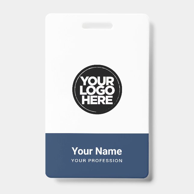 Custom Company Logo Name Title Bar Code Badge (Front)