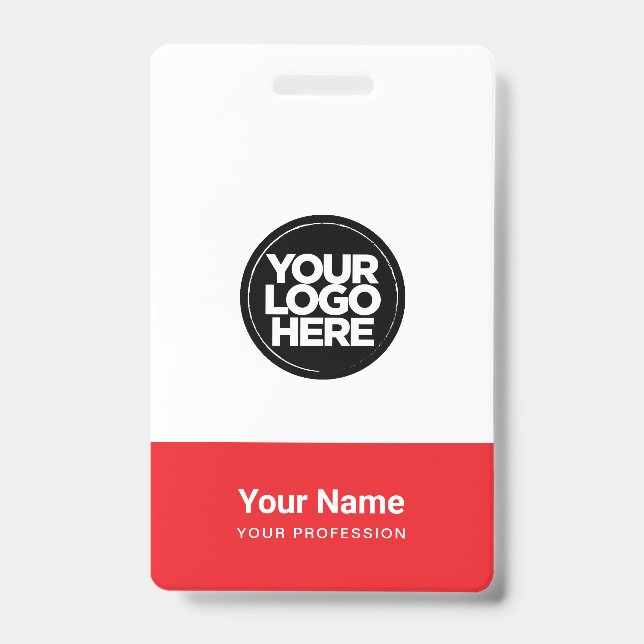 Custom Company Logo Name Title Bar Code Badge (Front)