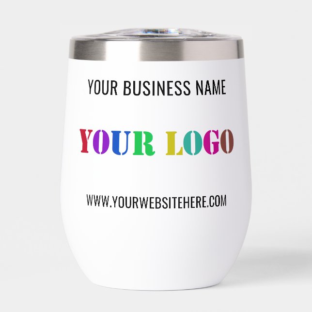 Custom Company Logo Name Website Your Business Thermal Wine Tumbler (Front)