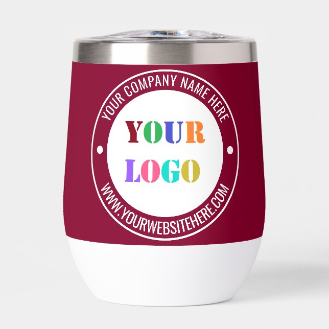 Custom Company Logo Name Website Your Business Thermal Wine Tumbler (Front)