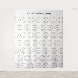 Custom Company Logo Name White Photo Backdrop