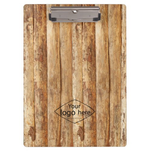 Custom company logo natural wood texture clipboard