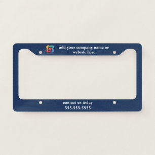 Custom Company Logo Navy Blue Business License Plate Frame