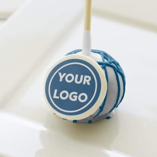 Custom Company Logo on Blue Business Event Cake Pops (Front Insitu)
