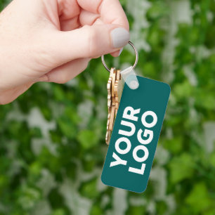 Custom Company Logo on Blue-Green Corporate Swag Keychain